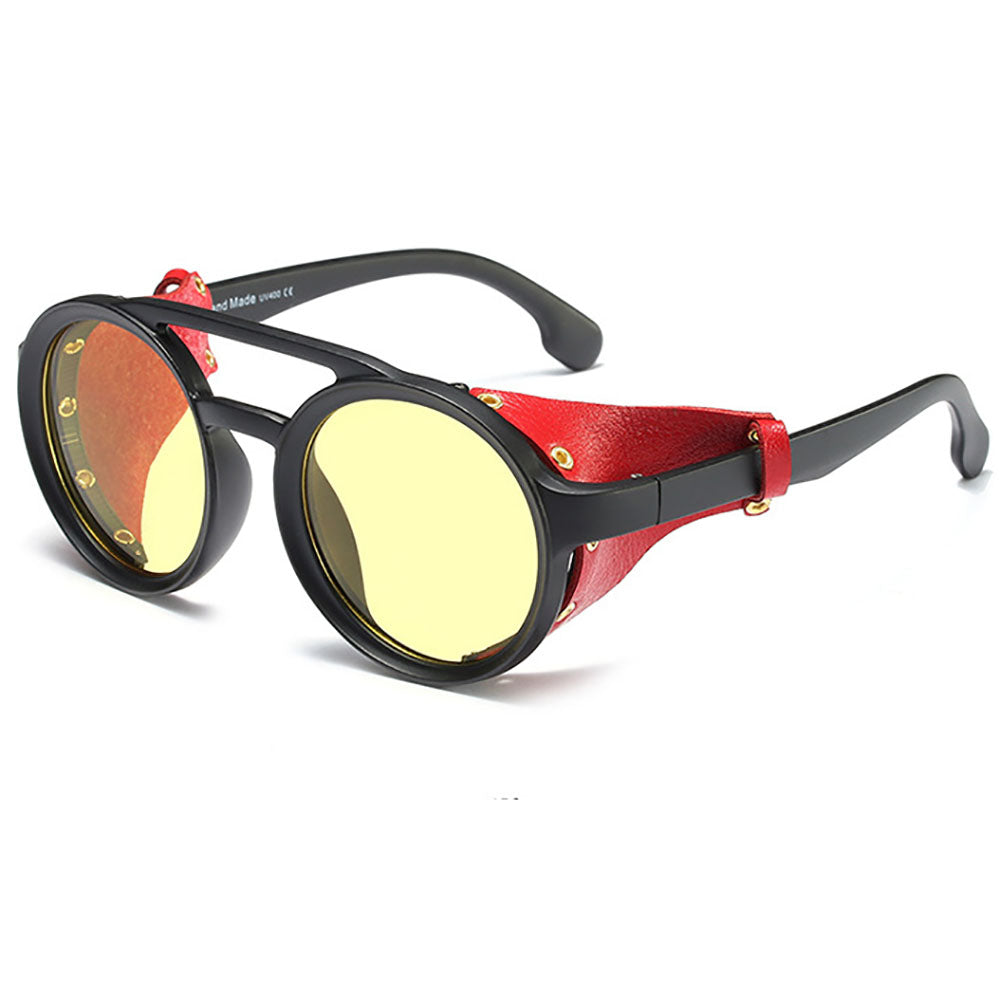 Gothic Motorcycle Sunglasses Vintage round sunglasses wrap Side Shield  Retro Steampunk Sunglasses Men Women – Sheen Kelly Vision